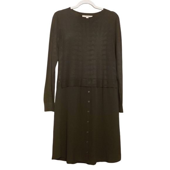 Loft | Black Long Sleeve Button-Down Sweater Dress (Size XL) - Picture 1 of 13